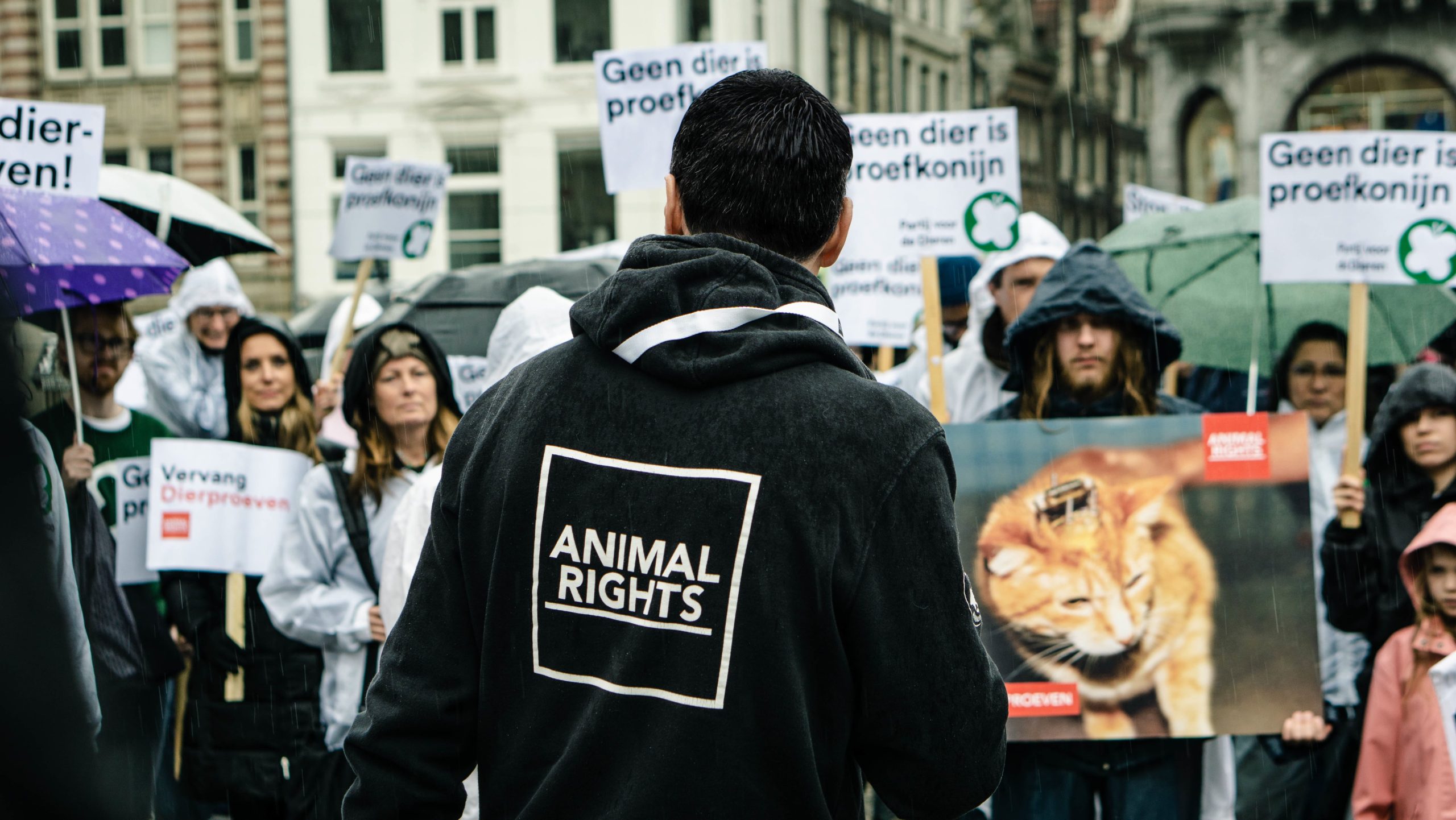Demonstratie voor Wereldproefdierendag 2023 op de Dam