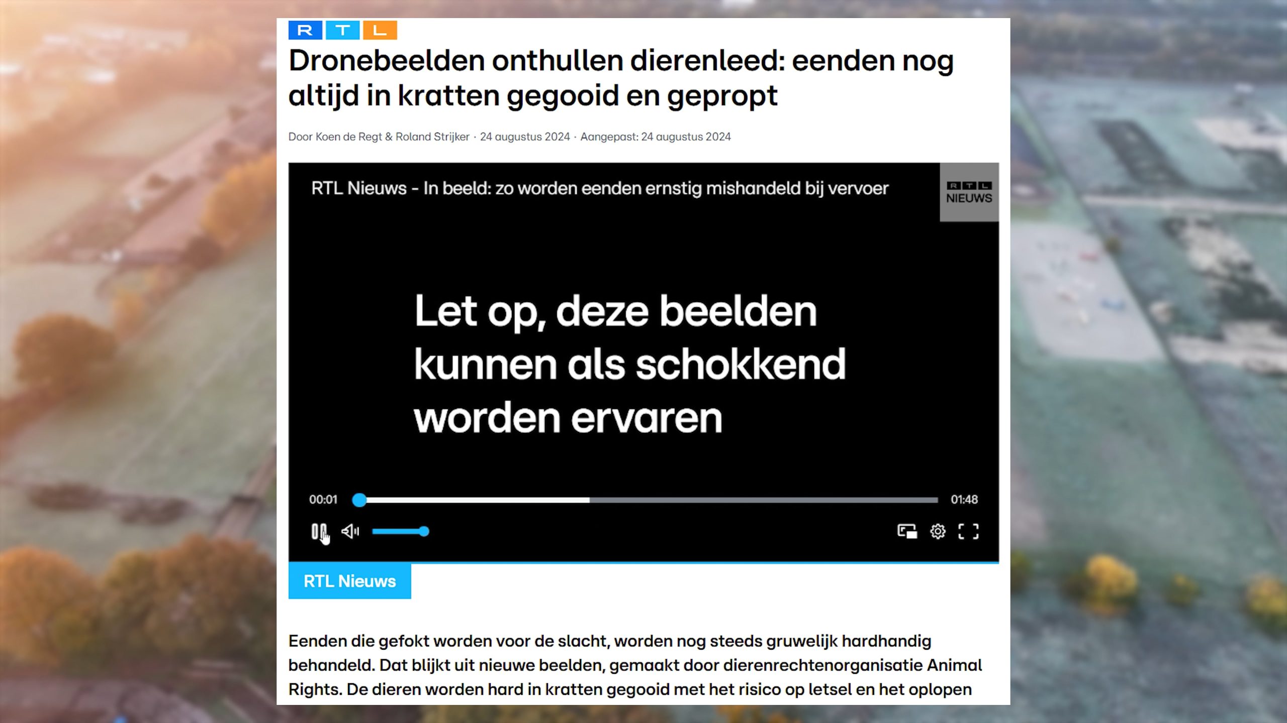 Eenden nog altijd mishandeld bij vangen – weer nieuwe beelden